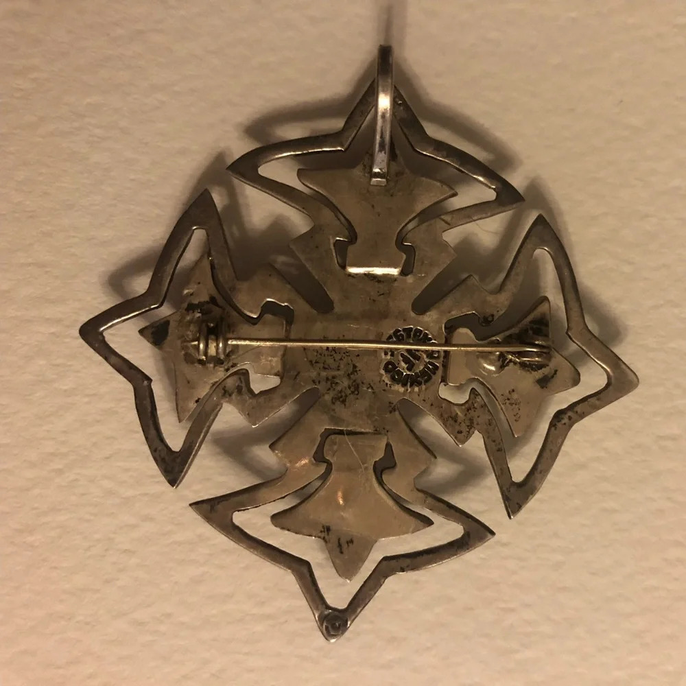 Vintage Mexican Miguel Melendez Sterling Sliver Canterbury Pendant Pin Brooch - Picture 2 of 2
